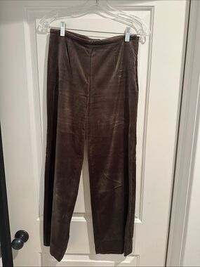 Piazza Sempione Velvet Straight-Leg Pants in Dark Olive, IT38